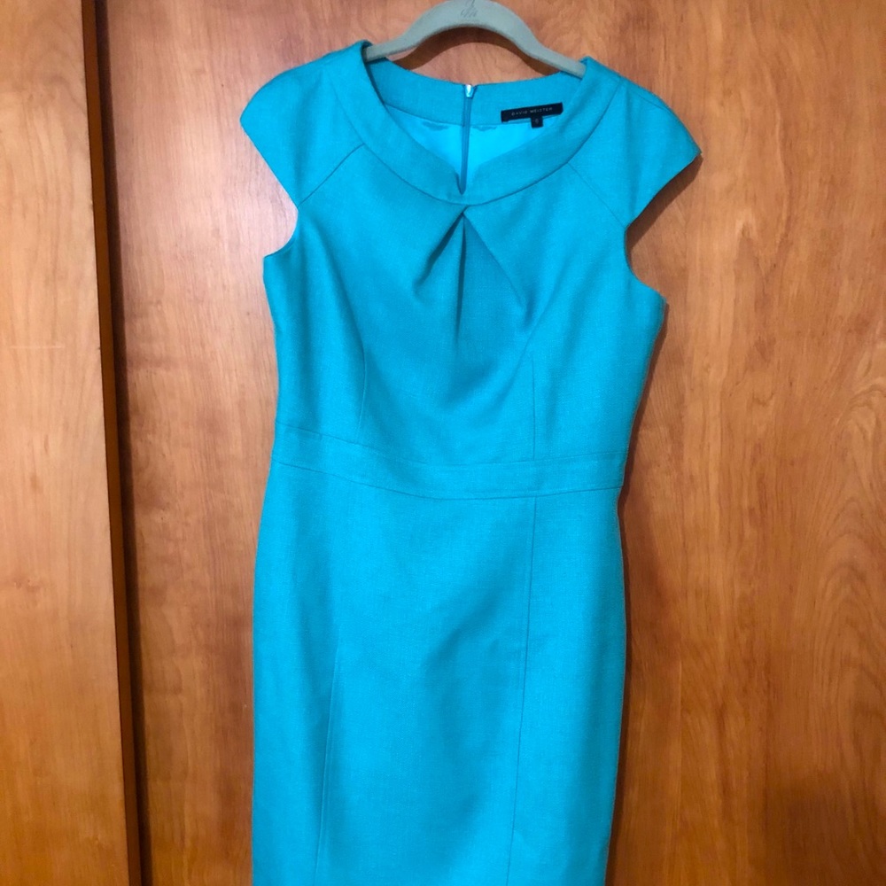 David Meister Tiffany Blue cocktail sheath dress